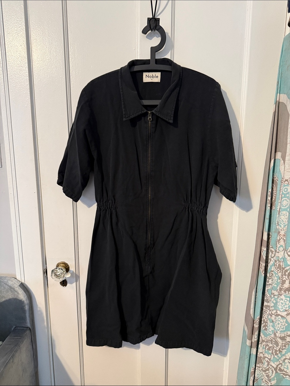 Noble Black Zip-Front Mini Dress